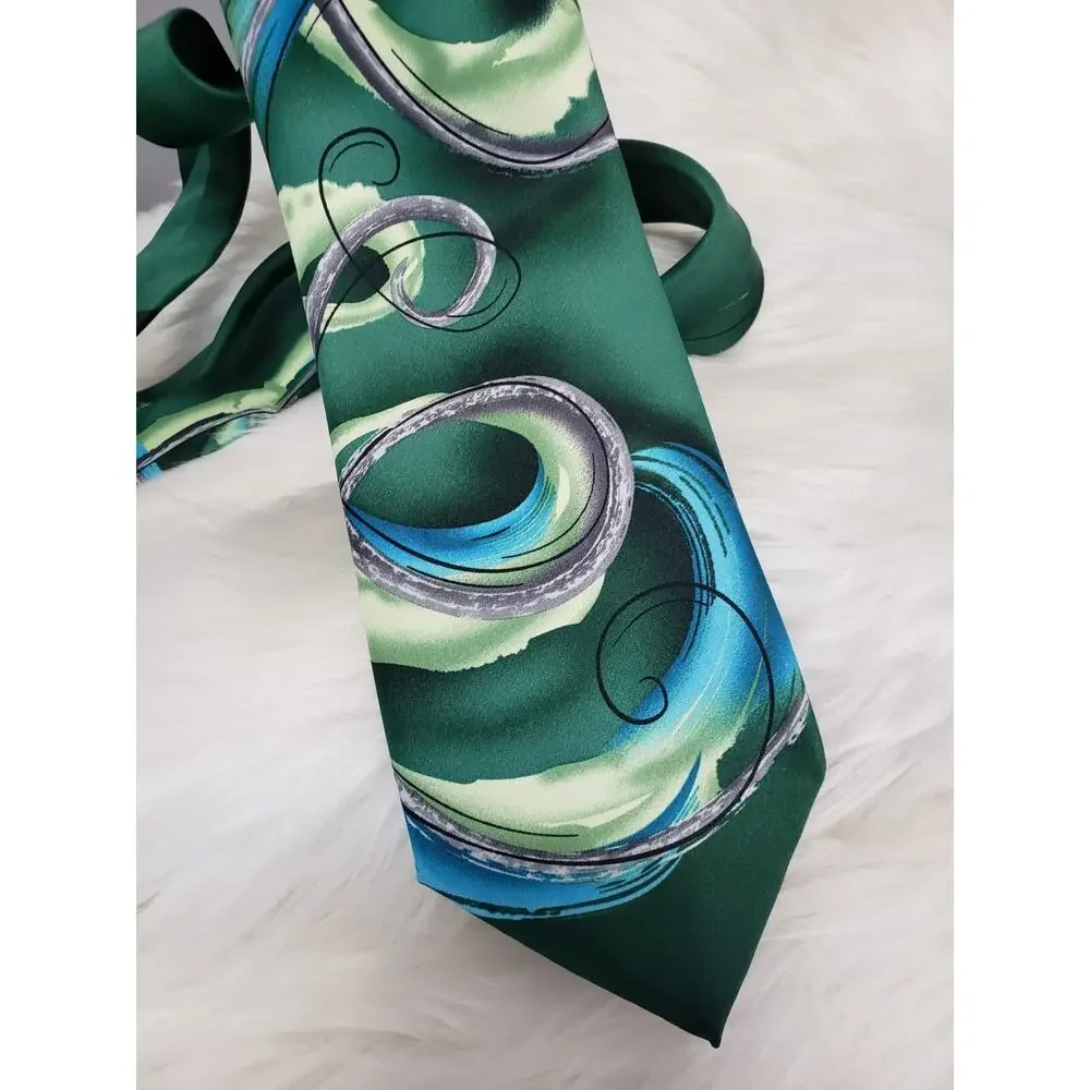 J Garcia Mens Tie 100% Silk Snail Garden Collection 61‎ Groovy Tie Dye Abstract